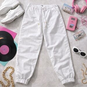 Skinnygirl Baggy Skater 1980s Tie Waist  Harem White Pants Size Small 30x29